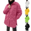 Women's  Loose Casual Solid Color Medium Long Diamond  Down Cotton Jacket,
