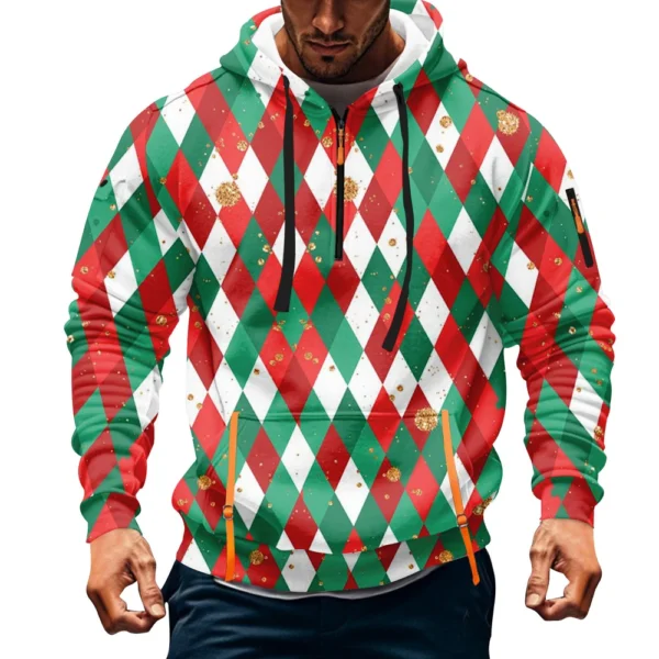 Men's Printed Sweatshirt Hoodie Zipper Arm Pocket Cardigan Men's Sports Large - Image 25