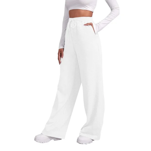 Women's Drawstring Track Pants Lined Pockets Ladies Wide Leg Sweatpants US - Image 17