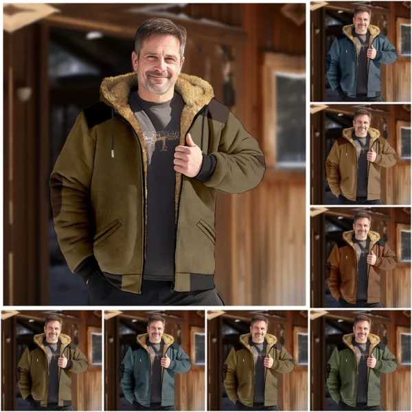 Men's Winter Print Jacket Men's Casual Trend Zipper Hooded Jacket