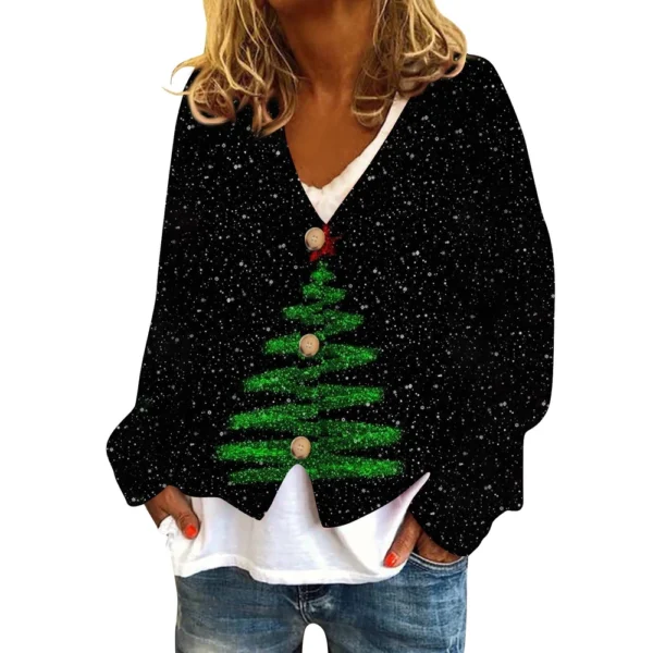 Women's Fashion Short Coat Casual Long Sleeve Printed Single Breasted Plush Top - Image 17