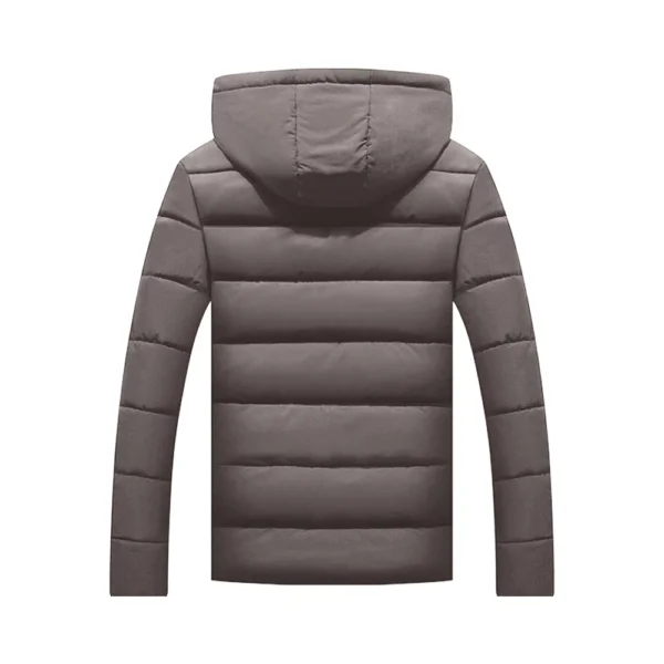 Men's Solid Color Thick Hooded Cotton Coat With Fleece Padded Coat Large Size - Image 7