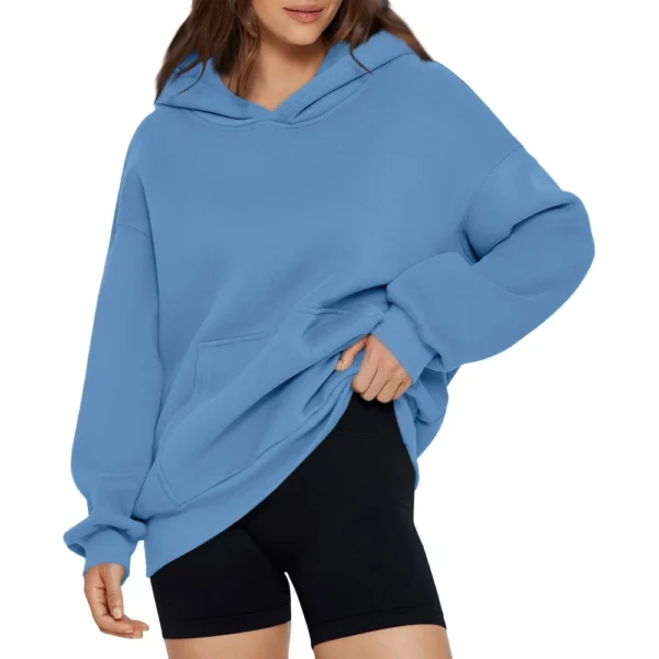 Women's Fashion Spring Hooded Sweatshirt Casual Pocket Top Loose Pullover - Image 38