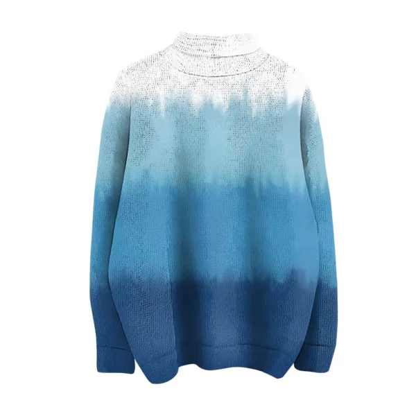 Women's Crew-neck Casual Long-sleeved Striped Printed Turtleneck Knitted Top - Image 3