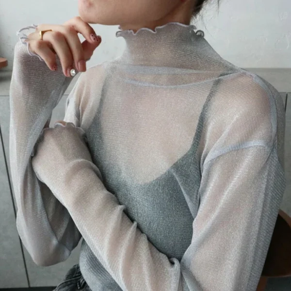Women's perspective long-sleeved turtleneck bottoming shirt - Image 20