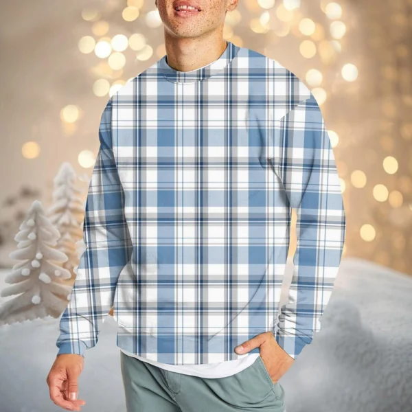 Men's Casual Fashion Comfortable Plaid Round Neck Pullover Sweatshirt Sweatshirt - Image 28