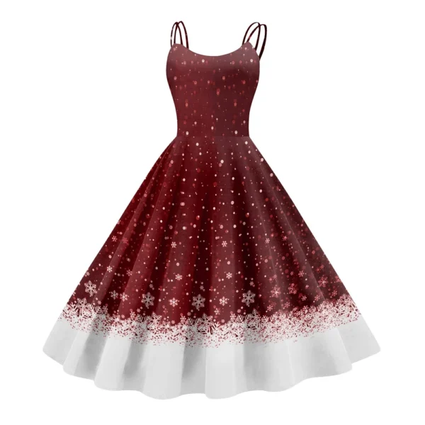 Women's Fashion Sexy Strapless Gothic Cocktail Christmas Graphic Printed - Image 42