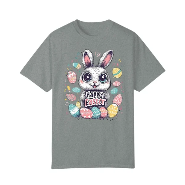 Happy Easter Women's Fashion Printed Round Neck Short Sleeve T-Shirt Pullover - Image 20