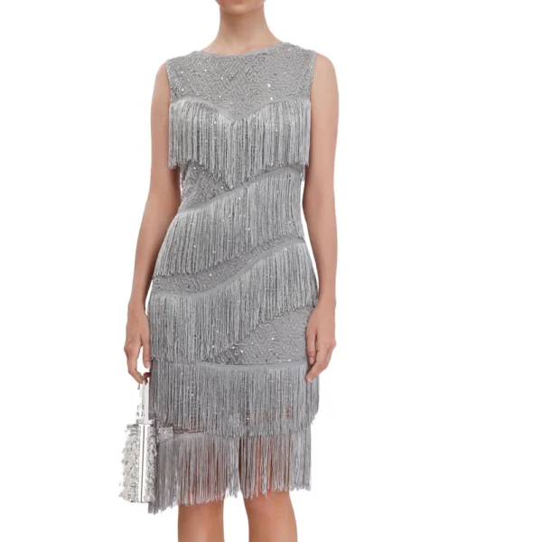 Women's Casual Sequin Bead Tassel Vest Sleeveless Evening Dress Sleeveless Dress - Image 13