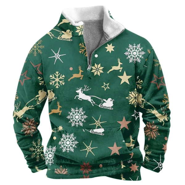 Men's  Loose Casual Fashion Stand Collar Half-Zip Hoodless Sweatshirt - Image 23