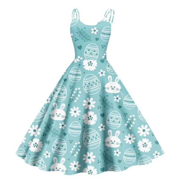 Women's  Casual Fashion Flower Print Sexy Off Shoulder Punk Retro Skirt - Image 8