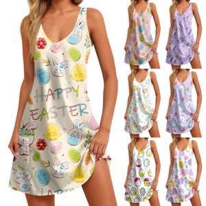 Women's Dresses Printed Casual Sundresses Easter Fashion Summer Loose Dress