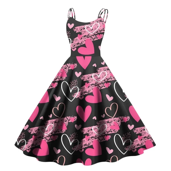 Christmas Ladies Casual Fashion Flower Print Sexy Off Shoulder Punk Retro Skirt - Image 17