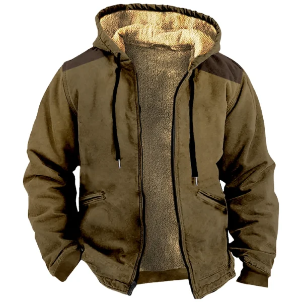 Men's Winter Print Jacket Men's Casual Trend Zipper Hooded Jacket - Image 8