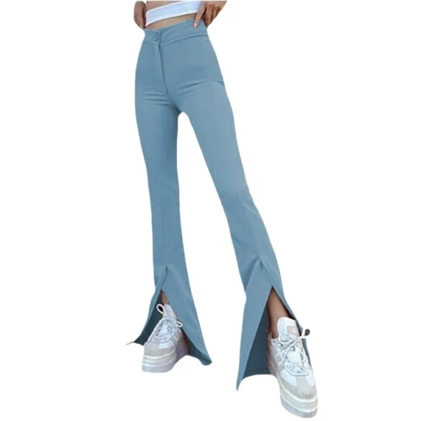 Split-cut personalized solid color flared pants - Image 5