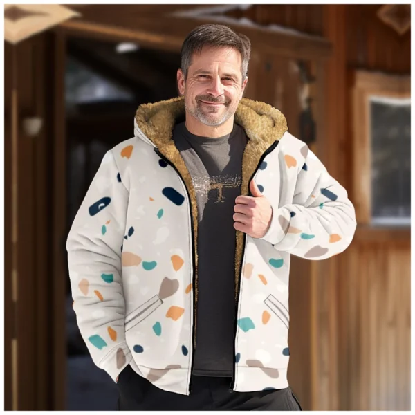 Men's Winter Print Jacket Men's Casual Trend Zipper Hooded Jacket - Image 28