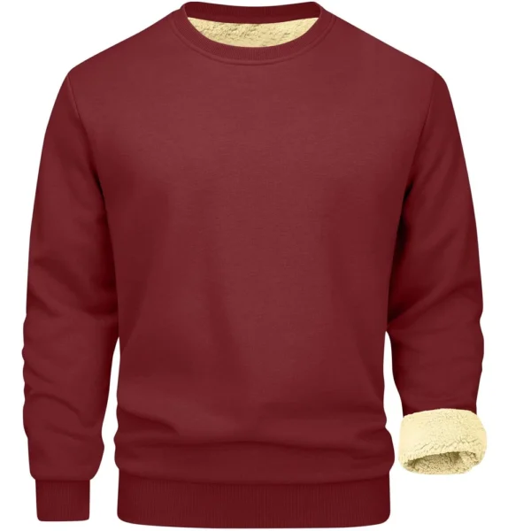 Men's Long Sleeve Fleece Casual Fuzzy Crewneck Pullover Warm Winter Sweatshirts - Image 34