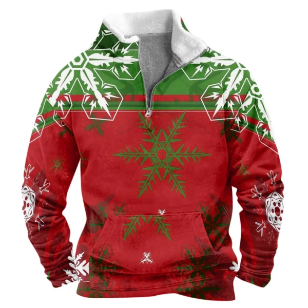 Men's  Loose Casual Fashion Stand Collar Half-Zip Hoodless Sweatshirt - Image 3