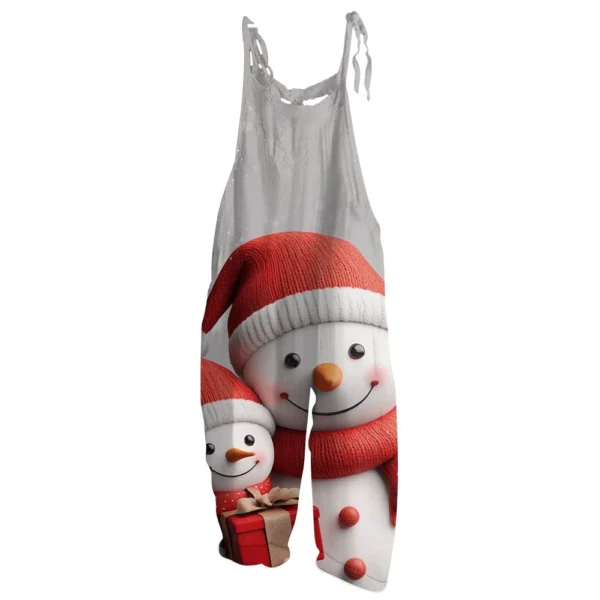 Women's Casual Christmas Shoulder Strap Print Loose Jumpsuit Vintage - Image 6