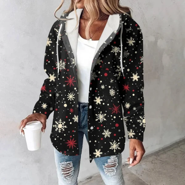 Women's Coat Casual And Fashionable Composite Thick And Warm Printed Hooded - Image 16