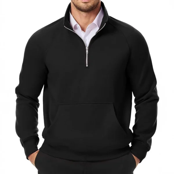 Sports Casual Hoodie Long Sleeve 1/4 Zip Coat For Men - Image 4