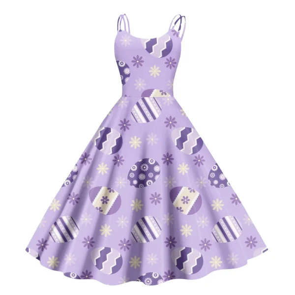 Women's  Casual Fashion Flower Print Sexy Off Shoulder Punk Retro Skirt - Image 29