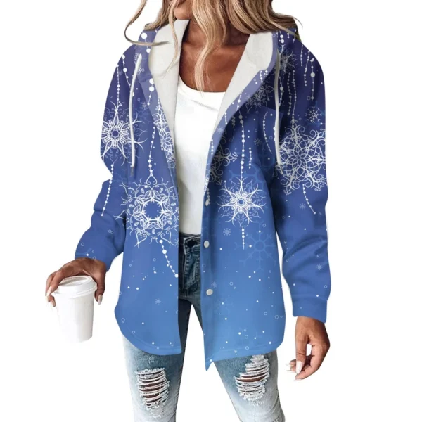 Women's Coat Casual And Fashionable Composite Thick And Warm Printed Hooded - Image 17