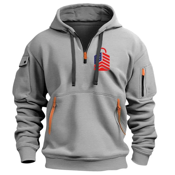Men's Printed Sweatshirt Hoodie Zipper Arm Pocket Cardigan Men's Sports Large - Image 7