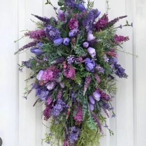 50*30cm Artificial Flower Wreath Spring Purple Garland Lilac Hyacinth Home Decor