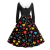 Women's Fashion Round Neck Casual Slim  Printed Long Sleeve Dresses - Image 13