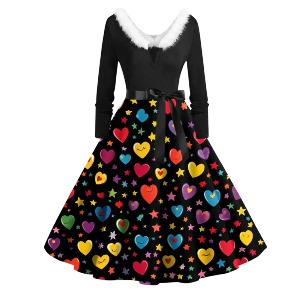 Women's Fashion Round Neck Casual Slim  Printed Long Sleeve Dresses - Image 13