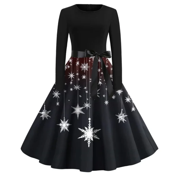 Women's Casual And Fashionable Round Neck Printed Vintage Dress - Image 28