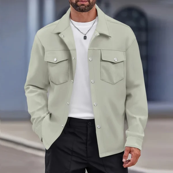 Casual men's slim jacket with lapel single breasted solid color - Image 23