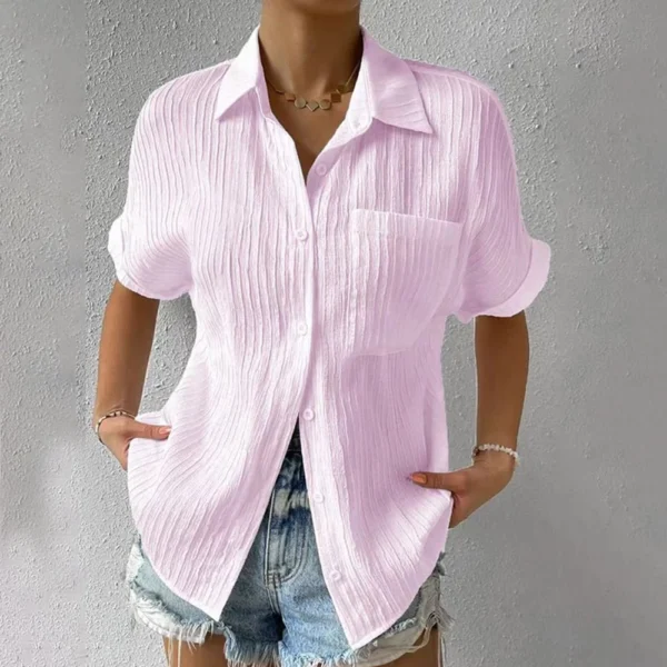 Women's Patchwork Pocket Solid Color Temperament Casual Lapel With Shoulder - Image 25