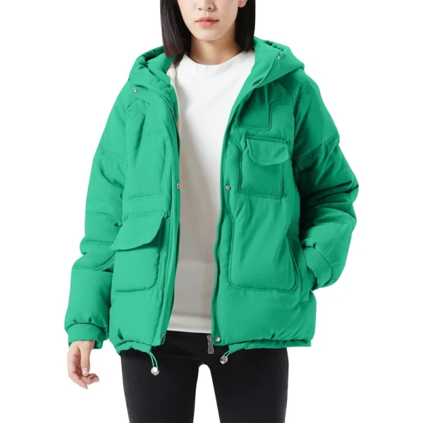 Women's Casual Warm Versatile Large Collar Solid Color Thickened Cotton Coat - Image 6