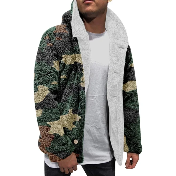 Men'S Winter Zipper Hooded Fleece Sweatshirt With Patch Pocket Casual Jacket - Image 14