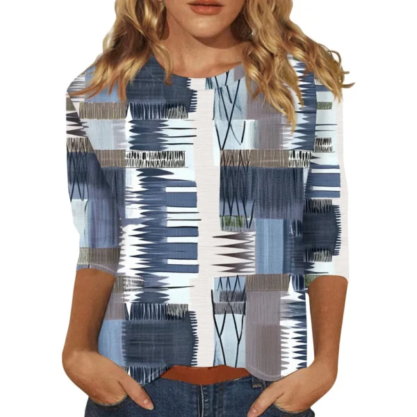 3/4 Sleeve Tops For Women T-Shirt Casual  Print Tops T Shirt Round Neck - Image 4