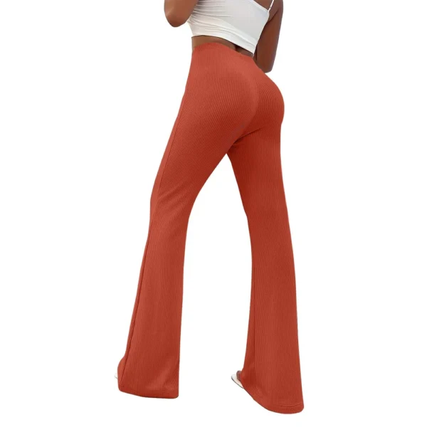 Womens Fashion Stripe Loose Solid Sweatpants Casual Trousers Bell Bottom Yoga - Image 4