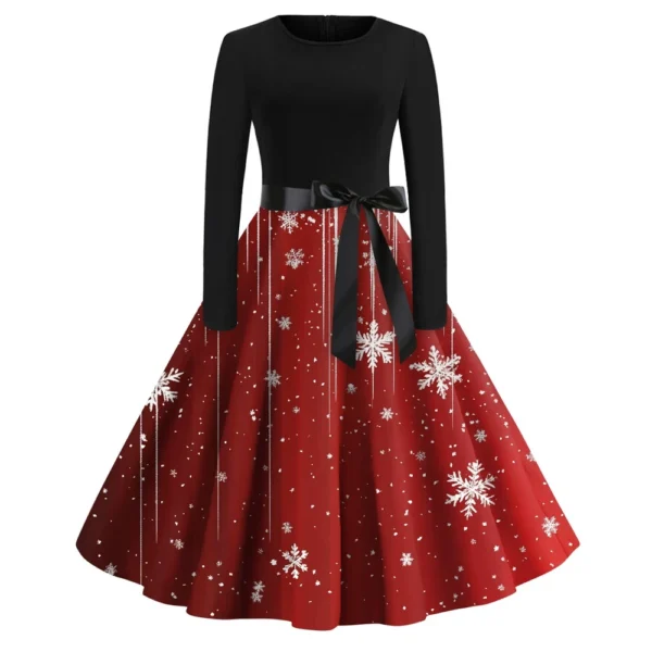 Women's Casual And Fashionable Round Neck Printed Vintage Dress - Image 4