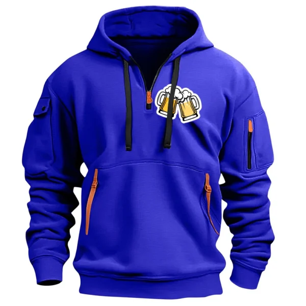 Men's Printed Sweatshirt Hoodie Zipper Arm Pocket Cardigan Men's Sports Large - Image 17
