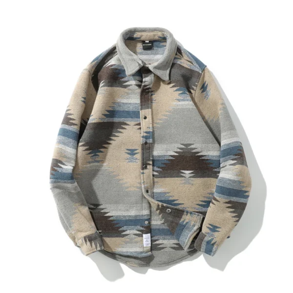 Retro Ethnic Long Sleeved Shirt Men'S Street Loose Fashion Jacket - Image 13