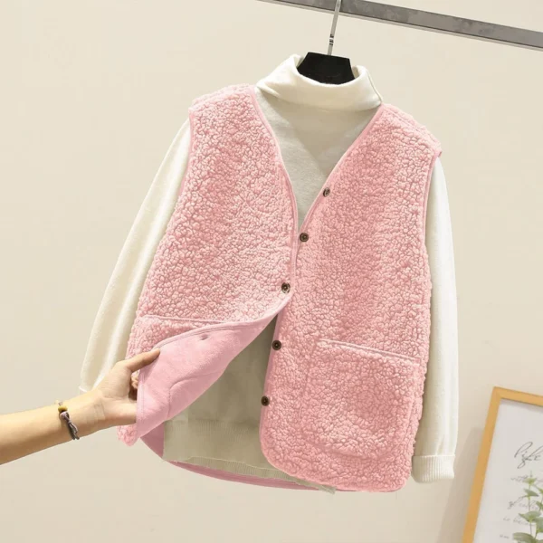 Women's Fashion Casual Loose Lamb Wool Female Short   Winter  Vest - Image 34