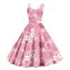 Women's  Casual Fashion Flower Print Sexy Off Shoulder Punk Retro Skirt - Image 25