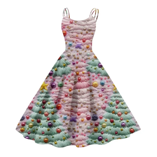 Women's Fashion Christmas Printed Sexy Strapless Gothic Cocktail Dress Punk, - Image 9