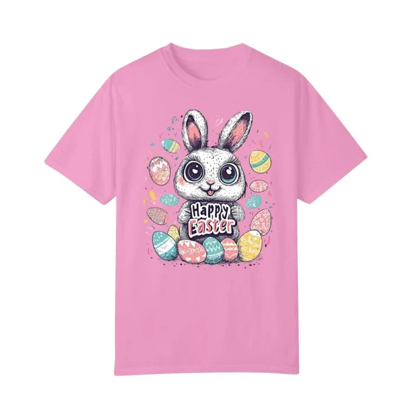 Happy Easter Women's Fashion Printed Round Neck Short Sleeve T-Shirt Pullover - Image 26