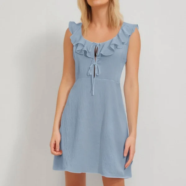 Women's Fashion Casual Square Neck Ruffle Casual Straight Dresses - Image 7
