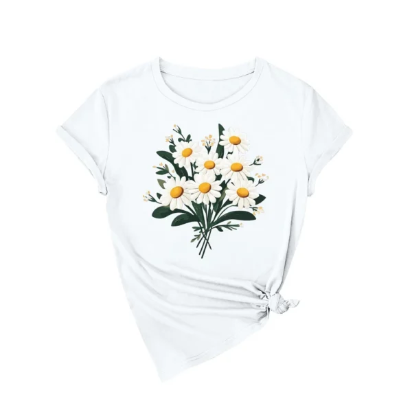 Women's Fashion Daily Casual Short Sleeved Round Neck Printed Loose T-Shirt - Image 32