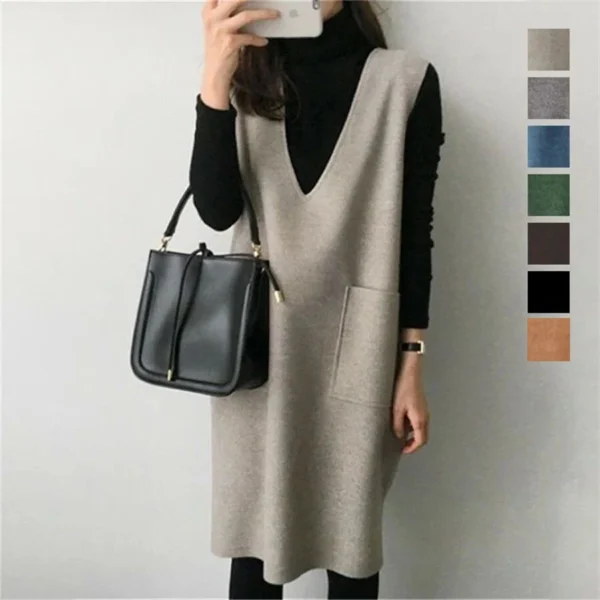 Vest women solid color loose dress women - Image 8