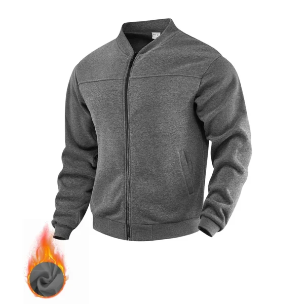 Men's New Solid Color Men's Hoodie Jacket Warm Plus Fleece Thick Jacket Casual - Image 19