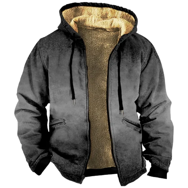 Men's Winter Print Jacket Men's Casual Trend Zipper Hooded Jacket - Image 22